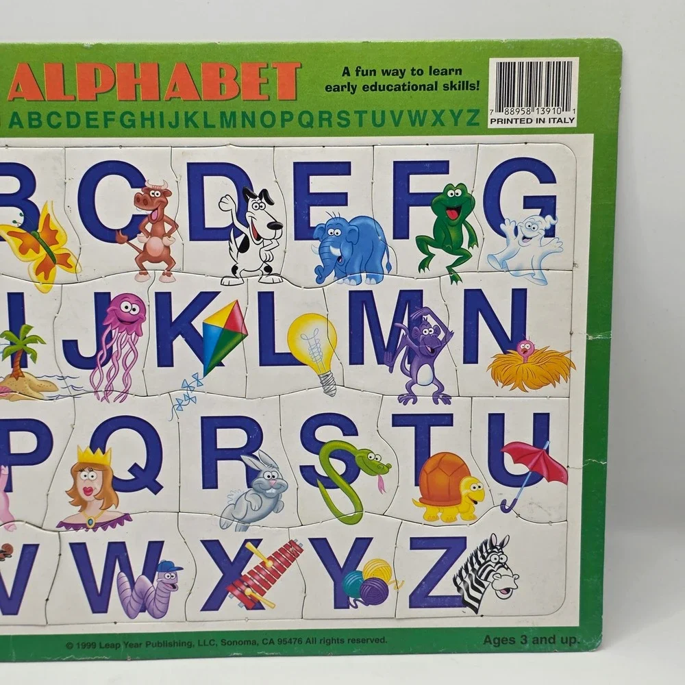 Puzzle World Alphabet Tray Puzzle Kids Multicolor ABC Learning Vintage 1999 Toy